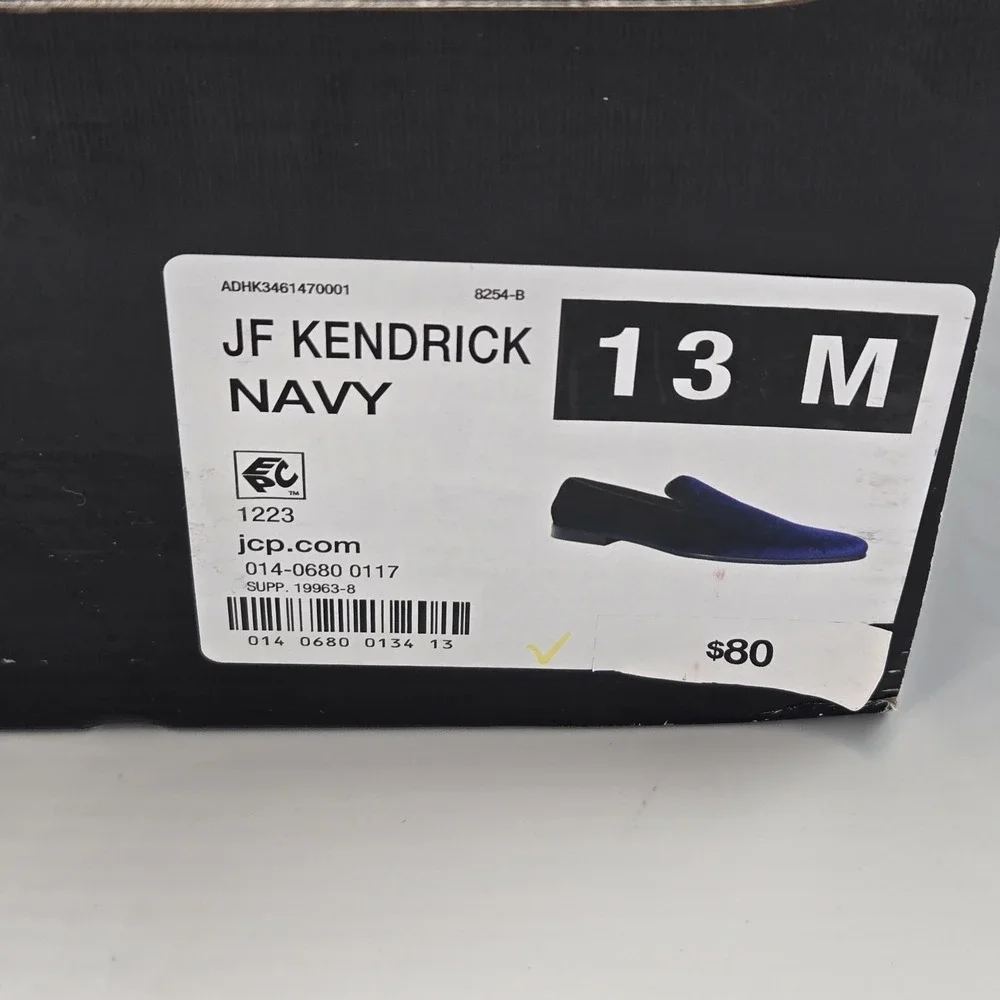 JF J Ferrar Kendrick Mens 13M Navy Dress Shoes Velvet Slip On‎